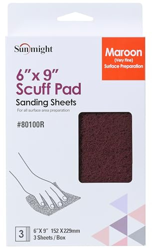 Sunmight Scuff Pads for Paint Prep & Finishing Polish Retail Pack 6 x 9 - Gray 80200R - Silicon Carbide - Hand Polishing Pad for Auto, Marine, Aerospace - 3 Ultra Fine Polish Sheets