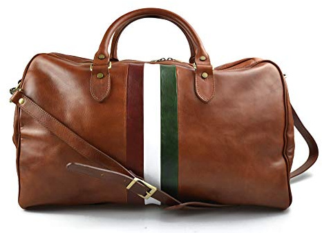 Leder reisetasche Italienische Flagge manner frauen Leder Handgepäck Schulter reisetasche leder honig weekend reisetasche sporttasche