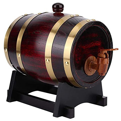 Botte Di Vino, Botte Di Invecchiamento in Rovere Vintage Da 1,5 Litri Con Supporto Dispenser Per Secchielli, Per Bevande Di Brandy Vino Whisky