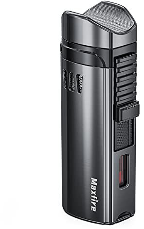 Maxfire Triple Jet Flame Lighter Gas Butane Refillable, Adjustable Flame with Punch(Sold without Gas) …