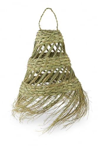 HERSIG - Lampara Techo Colgante - Lampara Esparto - Lamparas Rusticas - Tulipa de Mimbre Artesanales - Ideal Para Salon, Comedor o Dormitorio - 30 cm