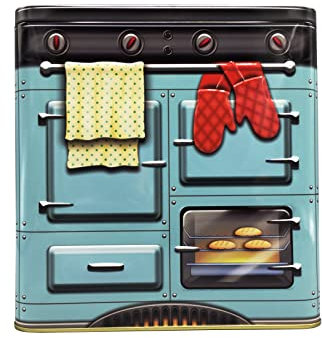 stylebox Lata en estilo retro para horno, color azul, para galletas, almacenamiento, aprox. 18 x 10 x 22 cm, capacidad: 2500 ml