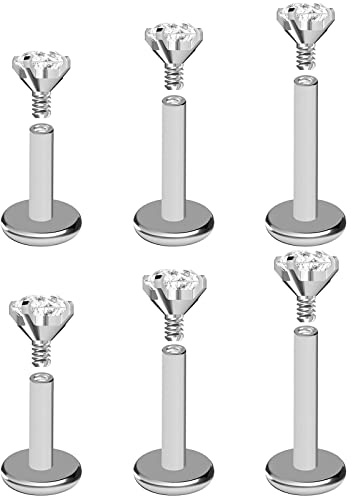 Kropp CAC 6 st.16 g internt gängad F136 implantat grad titan labret Monroe LipTragus helix örhängen dubbar – 3 mm boll, Titan