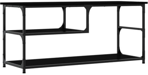 vidaXL TV Schrank, Fernsehschrank mit viel Stauraum, Lowboard für Fernseher Wohnzimmer, Fernsehtisch Sideboard TV Ständer TV Gerät, Schwarz Holzwerkstoff Stahl