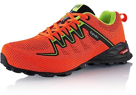 Fusskleidung® Damen Herren Wanderschuhe Atmungsaktive Trail Running Trekkingschuhe Orange Schwarz EU 39