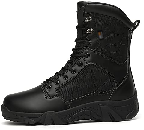 QAXZESA Bottes militaires militaires pour hommes, bottes tactiques respirantes, chaussures de travail de Combat durables, bottes de randonnée légères,Black-41