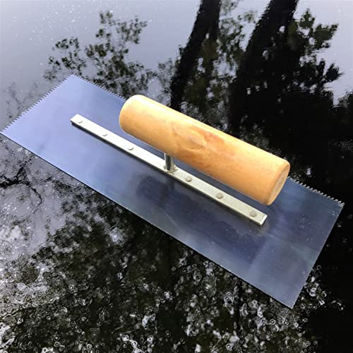 llana de enyesado llana de acero inoxidable Paleta apuntadora Paleta dentada Mango de madera Paleta de instalación de azulejos premium for construcción 29,5 cm x 11 cm Muesca Pala de acabado de 3 mm