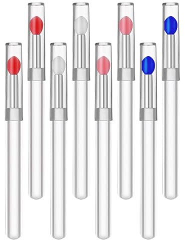 Zeayebsr Lot de 8 pinceaux applicateurs de rouge à lèvres en silicone avec capuchons pour pinceaux de maquillage, baume à lèvres et autres produits de maquillage en crème ，pinceau à lèvres en silicone
