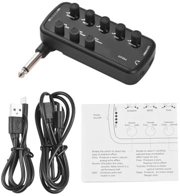 Kopfhörer -Bassverstärker mit 3 Lautsprechersimulationen Plug & Play für Elektro -Bass -Musikinstrumentengitarren -Amp -Mini -Verstärker Tragbar 3 in Modulationstönen und (Gitarre)