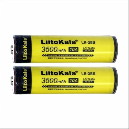LiitoKala Baterías recargables, Liitokala, 18650, batería de litio 18650 de 3,7 V, batería recargable de iones de litio 18650, 3500 mAh, batería de alta capacidad de 3500 mAh, 65 x 18 mm, 2