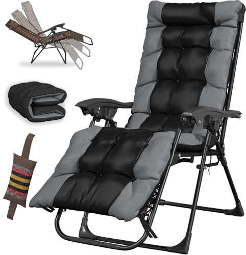 AlpineAura Liegestuhl Klappbar Gartenliege Extra Breit, Sonnenliege Relaxliege mit Auflage und Kopfkissen, Garten Relaxsessel Verstellbare Rückenlehne Liege, Outdoor Klappliege für Balkon Strand Pool