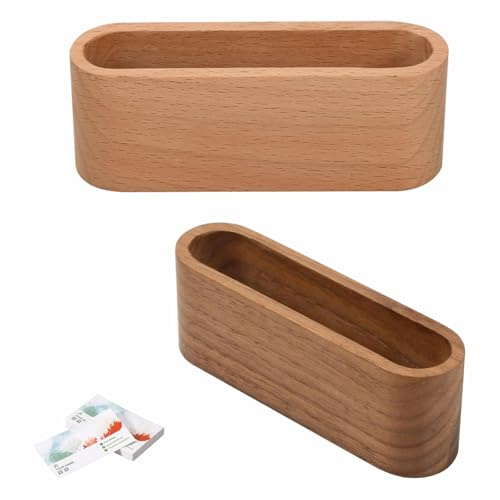 2 Pièces Porte Carte de Visite Porte-Cartes de Visite en Bois Créatif Support