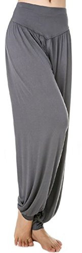 MEISHINE® Damen Modal Elastisch Haremshose Pluderhose Pumphose Ideal für Sport Yoga Tanz Jogging Dance (Size XXXL, Dark Grau)