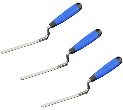 DEWEPRO® Lot de 3 truelles à joints, fer à joints, fer à joints, avec lame flexible en acier inoxydable, largeur : 12 mm, moule à joints, avec lame en acier inoxydable et poignée souple