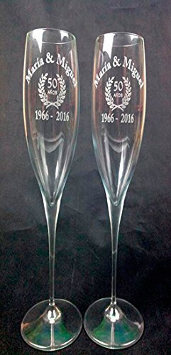 regalo grabado 2 Copas Cava Vini Grabadas. Vidrio