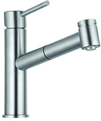 Kludi Küchenarmatur Einhand-Wasserhahn druckfest mit ausziehbarem Auslauf Edelstahl Steel Silber