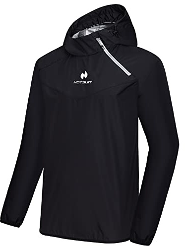 HOTSUIT Herr Bastu Kostym Män Viktminskning Gym Träning Svett Kostymer Träningsjacka, Svart, 5XL