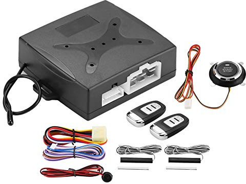 Aramox Fjärrstyrd bilstartare Keyless Entry universellt billarmsystem, motortändning, tryckknapp, fjärrstartare (1 st, populär, fysisk knapp, fjärrkontroll, keyless Entry, för bil)