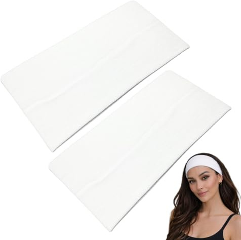 WESTEND CHOICE Fasce extra larghe da 11 cm, tinta unita, elastiche, confezione da 2, unisex, fasce morbide per capelli da yoga (bianco)