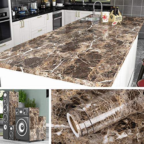 Livelynine 5M X 60 CM Bred möbler Folie Marmor Självfolie Kök Bänkskiva Folie För Bordsmöbel Skåp Fönsterbräda Kök Bänkskiva Toalettbord Deco Marmorfolie självhäftande folie