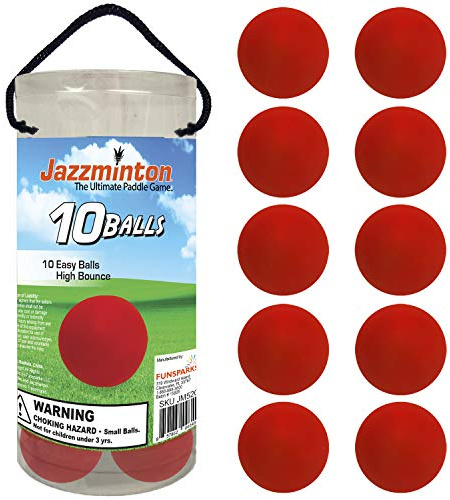 Jazzminton Slow Ball 10 Pack for Slower Play with Wooden Paddles - Fun Paddle Game for Outdoors