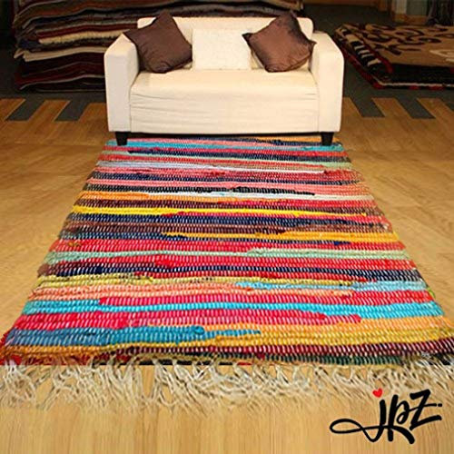 Recycle Handmade Indian 100% Cotton Multi Colored Chindi Rag Rug Kitchen Hall Room Area Floor Runner Rug Mat (50x80)