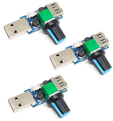 USB Lüfter Drehzahlregler, 5W Mini Lüfter Drehzahlregler, DC 5V stufenloser USB Lüfter Drehzahlregler DC 4-12V bis 2,5-8V Regler Drehzahlregler mit Schalter (3PCS)