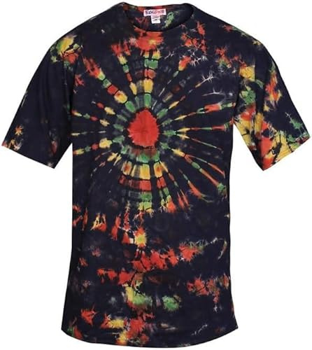 Ezhippie Mens Tie Dye T-Shirts Lightweight Cotton Festival Hippie Tops