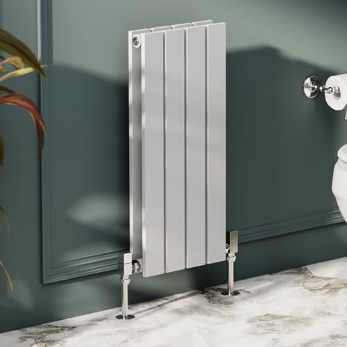 Go Bathrooms Pinta Vertical White Radiator 600 x 272mm White Flat Panel Double Column Vertical Wall Mounted Slim Designer Radiator