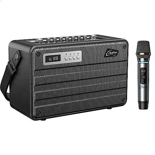 C.Perkins - ROADY-FL - The ALL-IN-ONE professional 100W, battery powered, 1 UHF wireless microphone and a range of features - Bluetooth, USB, Jack, Micro-SD - Black Leather