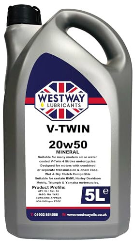 20w50 Motorcycle Oil Mineral API: SL SM SJ 5 Litres