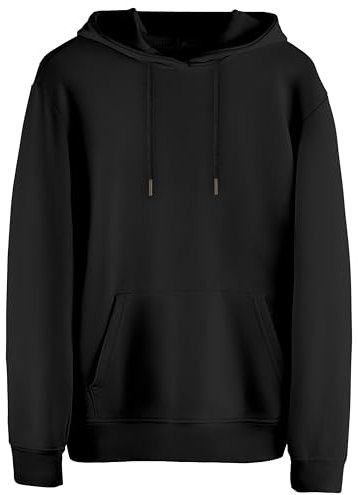 Cotton Prime Bequemer und Stilvoller Unisex Kaputzenpullover Hoody Sweatshirt für Damen und Herren, Schwarz, Gr. M