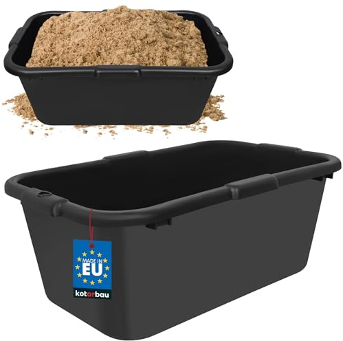 KOTARBAU® Vaschetta per malta, 85 l, in plastica, colore nero, 60 x 40 x 30 cm, rettangolare, secchio per malta