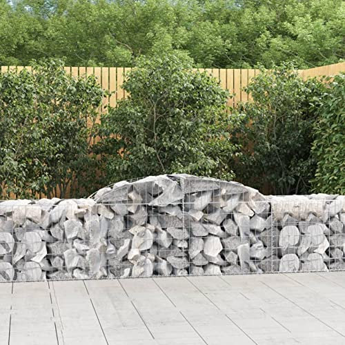 ShCuShan Gabionen mit Hochbogen 4 STK. 300x30x60/80 cm Verzinktes Eisen GabionenköRbe WasserzapfsäUle Garten Gabionen Zaun Gabionensteine