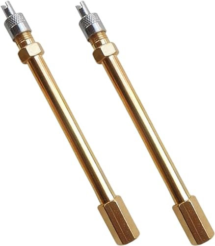 lohill 2 Stück ventilverlängerung autoventil, autoventil verlängerung 10 cm Rückschlagventil, geeignetes Aufblasbares Reifenverlängerungsventil Für Fahrrad，E-Scooter Auto,LKW usw (Gold)
