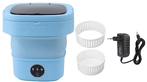 Lavadora Plegable Portátil, Minilavadora Pequeña de 6L, 100 a 240V, para Viajes, Dormitorios, Exteriores, TPE y PP (Enchufe europeo 100-240 V)