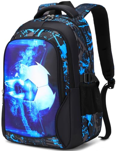 SOMBLG Mochila Escolar para Niños y Adolescentes, Mochila Grande, Impermeable, Azul, L