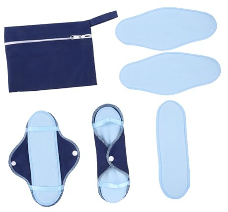 HAWILLOSCH Toallas Menstruales Reutilizables De Tela Pul 8 Piezas Tamaño Medio Alas Botón Fijo Absorción Super Para Incontinencia y Periodo Nocturno Viaje Exterior Mujer