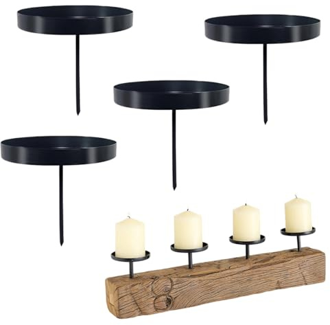 ZORVYN 4 pezzi porta candele per corona avvento 8 cm nero con spiedo per candelE a colonna e candElE a stelo porta candEle da infilare