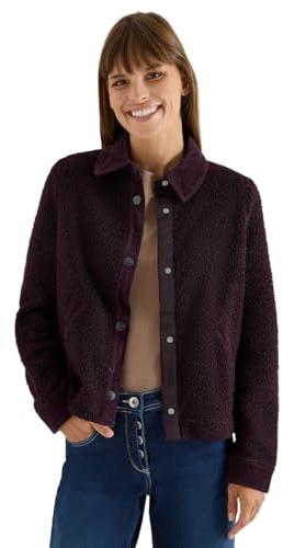 Cecil 2117052 Chaqueta de Peluche con Detalles de Pana, Rojo Eggplant, XL Mujeres