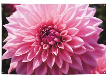 Bannière pour intérieur et extérieur - Personnalisable - Motif floral de dahlia - Réutilisable - En polyester 300D - Décoration de fête