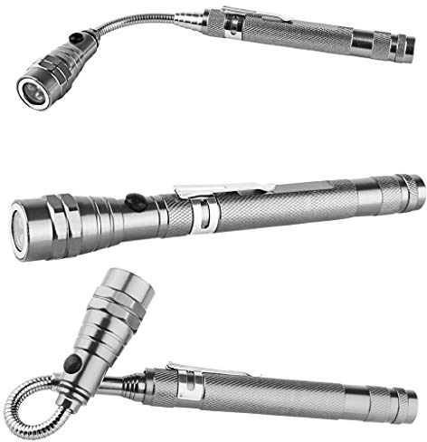 GAOINTELL Lampe de Poche Flexible Lampe Torche 3 LED 360 degrés Lampe de Poche LED magnétique pour tête télescopique Outil de ramassage Torche Lant Éclairage Table Bureau Boule Clip
