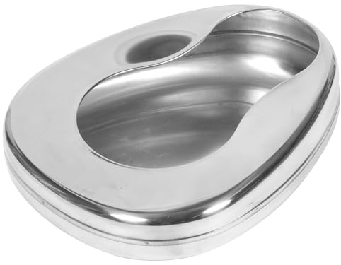 Yardenfun Padella da Letto Orizzontale in Acciaio Inox Resistente Coperchio e Maniglia, Orinatoio per Anziani e Pazienti Costretti a Letto, Ausilio Sanitario per Disabili e Uso Domiciliare