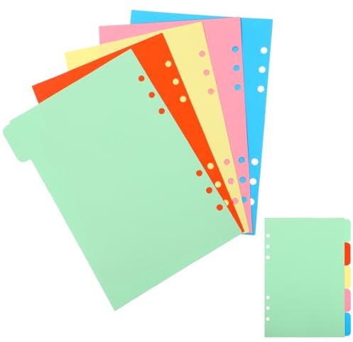 10 hojas/2 juegos de separadores A5 para carpetas de anillas con 6 agujeros | Separador de índice de colores, tamaño A5, para hojas sueltas, organizador de anillas