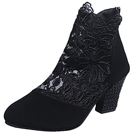 Sandales Femme Chic Et Élégant Soirée - Sandales Femme Été Talon Carre | Bout Fermé Escarpins Respirant Sandalette Fleur Chaussure Fermeture Éclair Escarpins Confortable Sandalettes