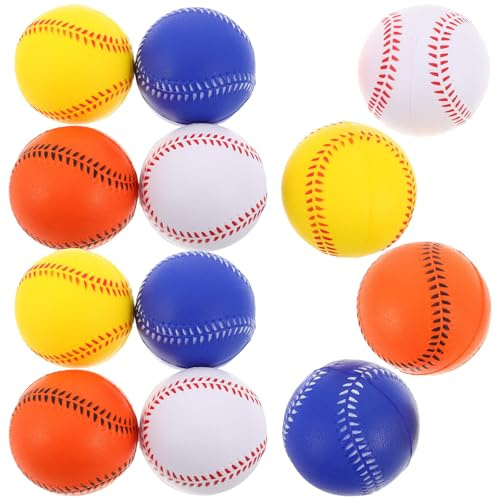 SEWACC Lot de 12 Set de Set de Balles D'entraînement Baseball en Mousse PU, Légères et Résistantes, pour Entraînement en Intérieur et Écoles