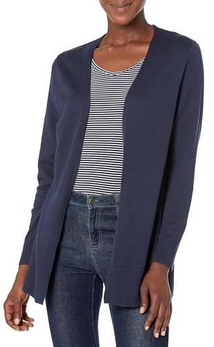 Amazon Essentials Women's Lightweight Long-Sleeve Open-Front Long Cardigan Sweater, Regular Fit, Navy, XX-Large