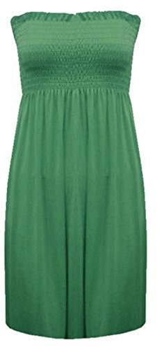 Love Celeb Look Tropisches trägerloses Bandeau-Kleid, Boho-Kleid für Damen, mit elastischem Bustierteil, Minikleid, Midikleid, khaki, Small