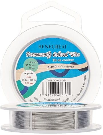 BENECREAT 15m 0.38mm 49-Strang Tiger Tail Perlendraht 316 Edelstahl Nylonbeschichtet Craft Jewelry Perlendraht für Crafts Jewelry Making