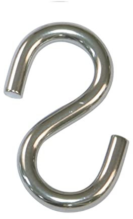 Amig - Crochet S Ouvert en Acier Inoxydable | Lot de 6 | Résistant à la Corrosion | Pour Cuisine, Bricolage, Nautique | Connexions Rapides | Ø 3 x 30 mm, Argent Métallisé